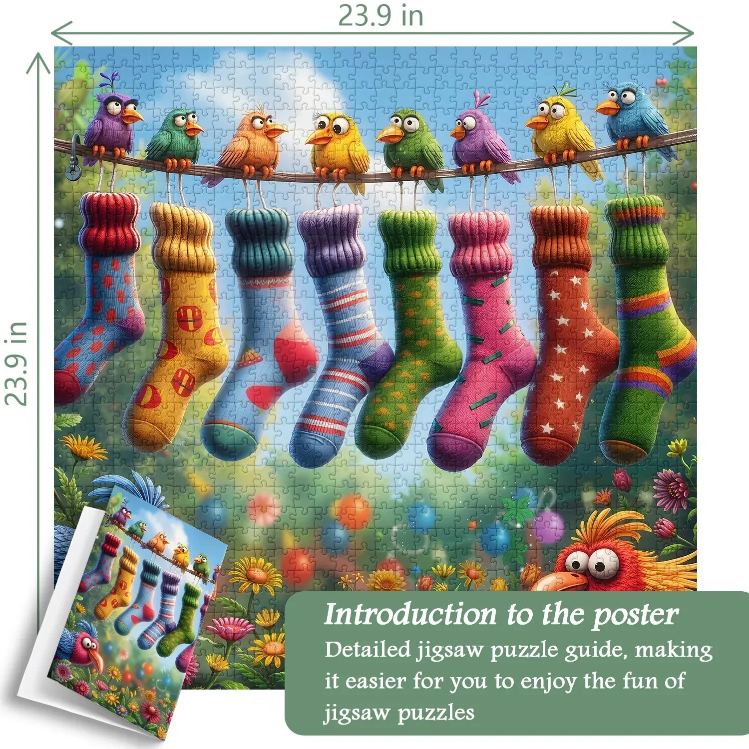Rainbow Bird's Sock Party Jigsaw Puzzle 1000 Pieces