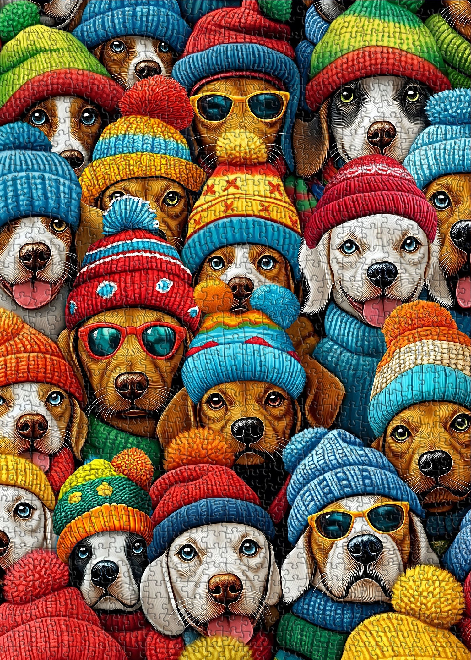 Lindo gorro de moda de perros rompecabezas 1000 piezas