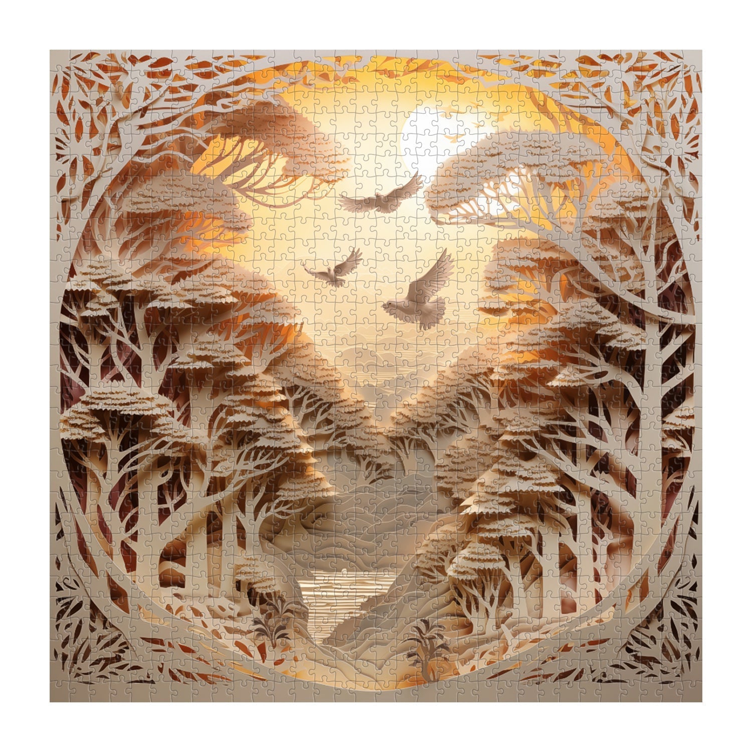 3d Forest Sunset Puzzle Puzzle 1000 pièces