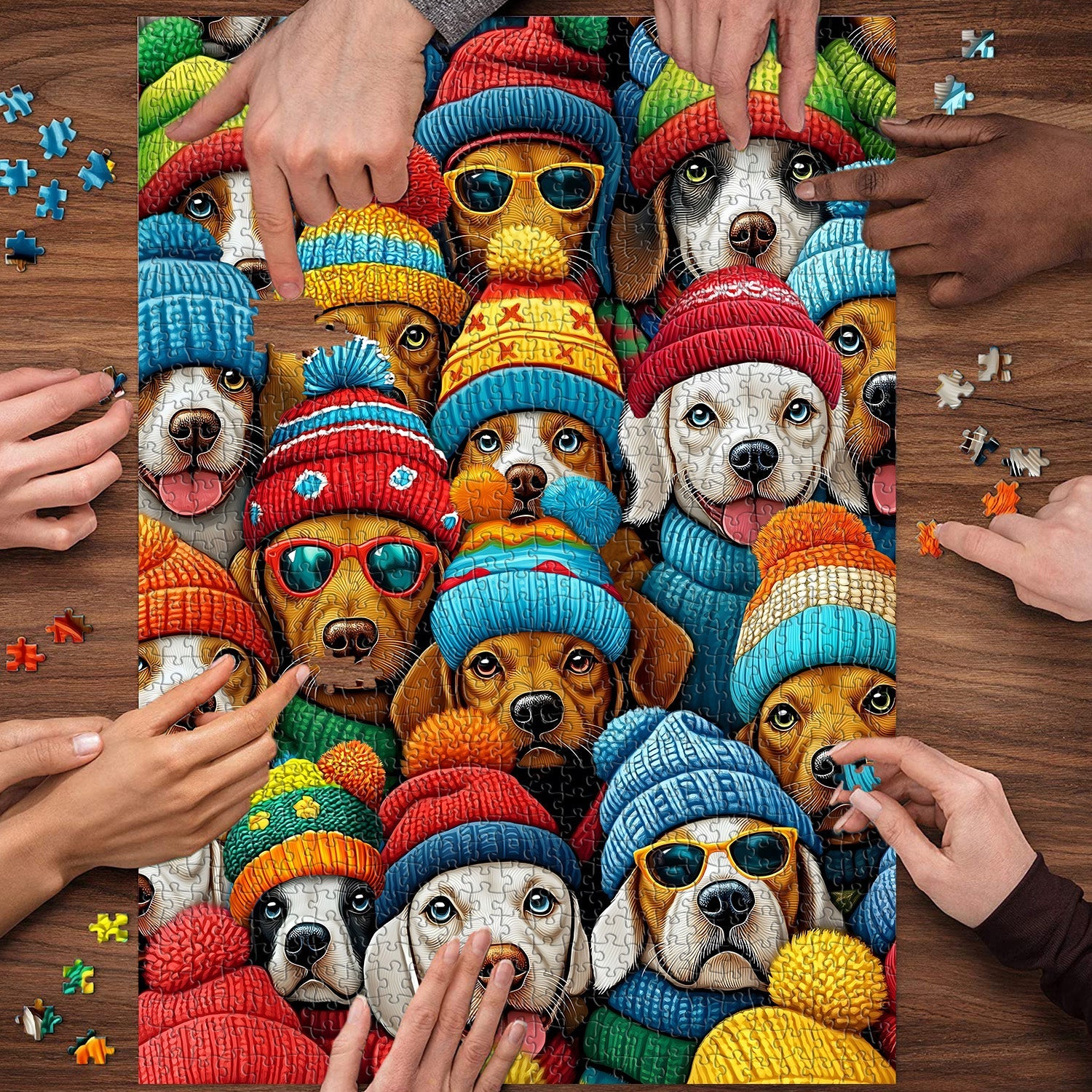 Lindo gorro de moda de perros rompecabezas 1000 piezas