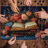 Libros y flores Rompecabezas Puzzle 1000 piezas