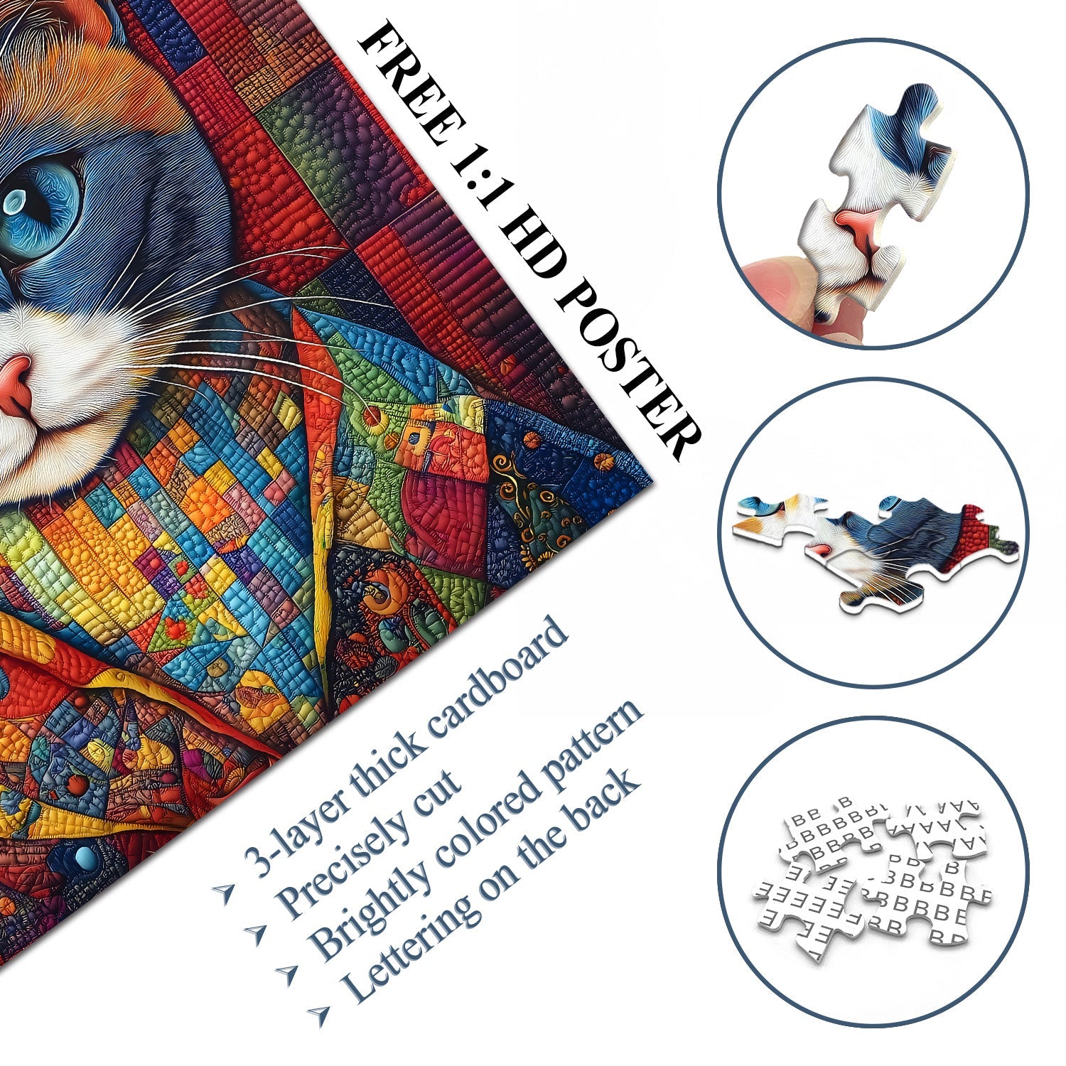 Patchwork -Katzen -Puzzles 1000 Stücke