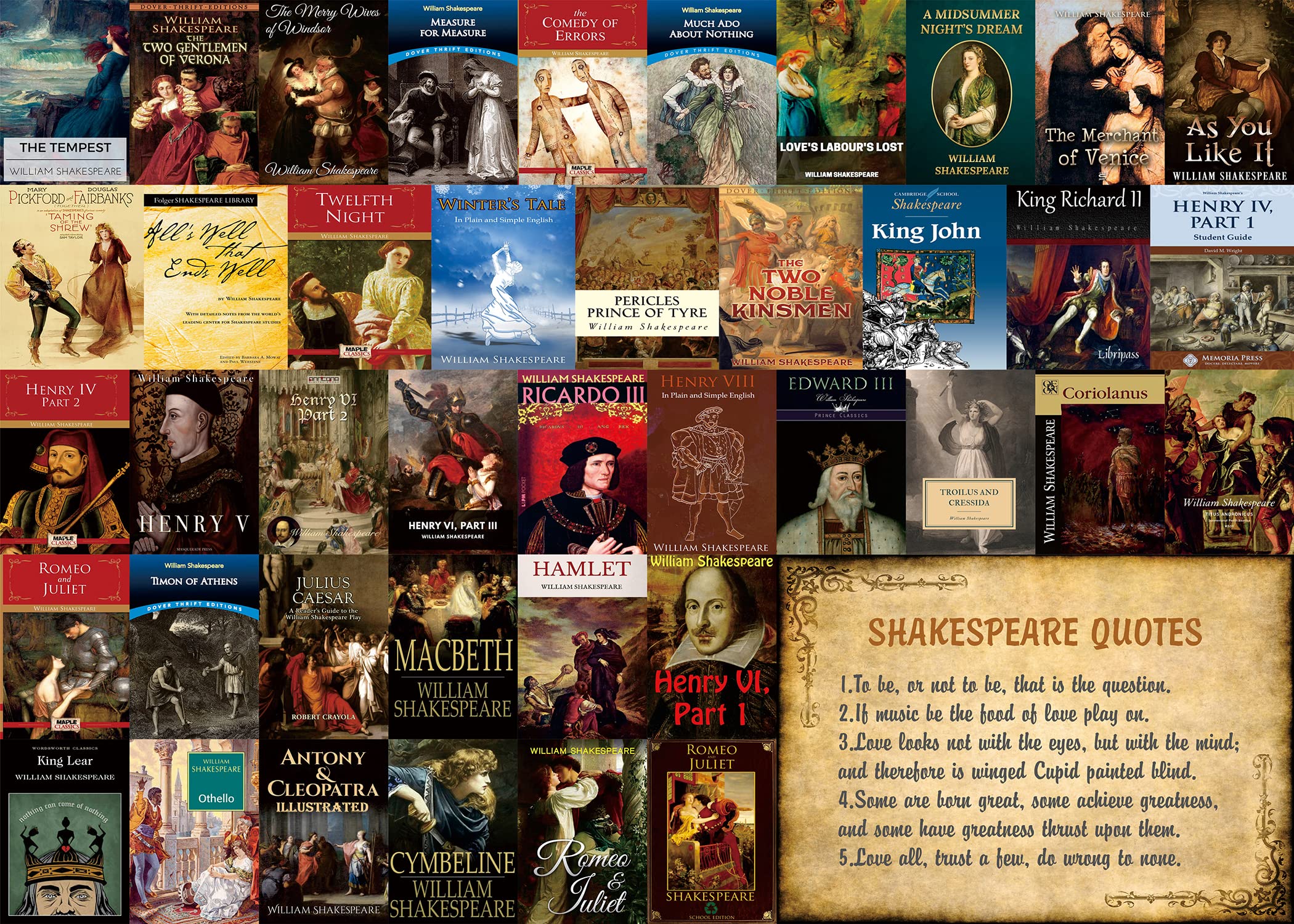 Shakespeare livre puzzle de puzzle 1000 pièces