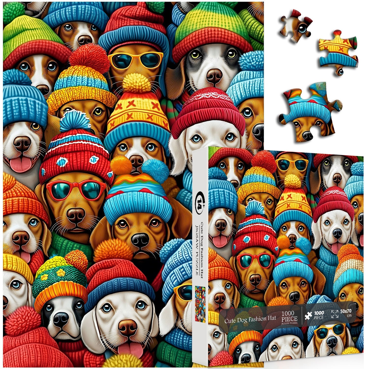 Lindo gorro de moda de perros rompecabezas 1000 piezas