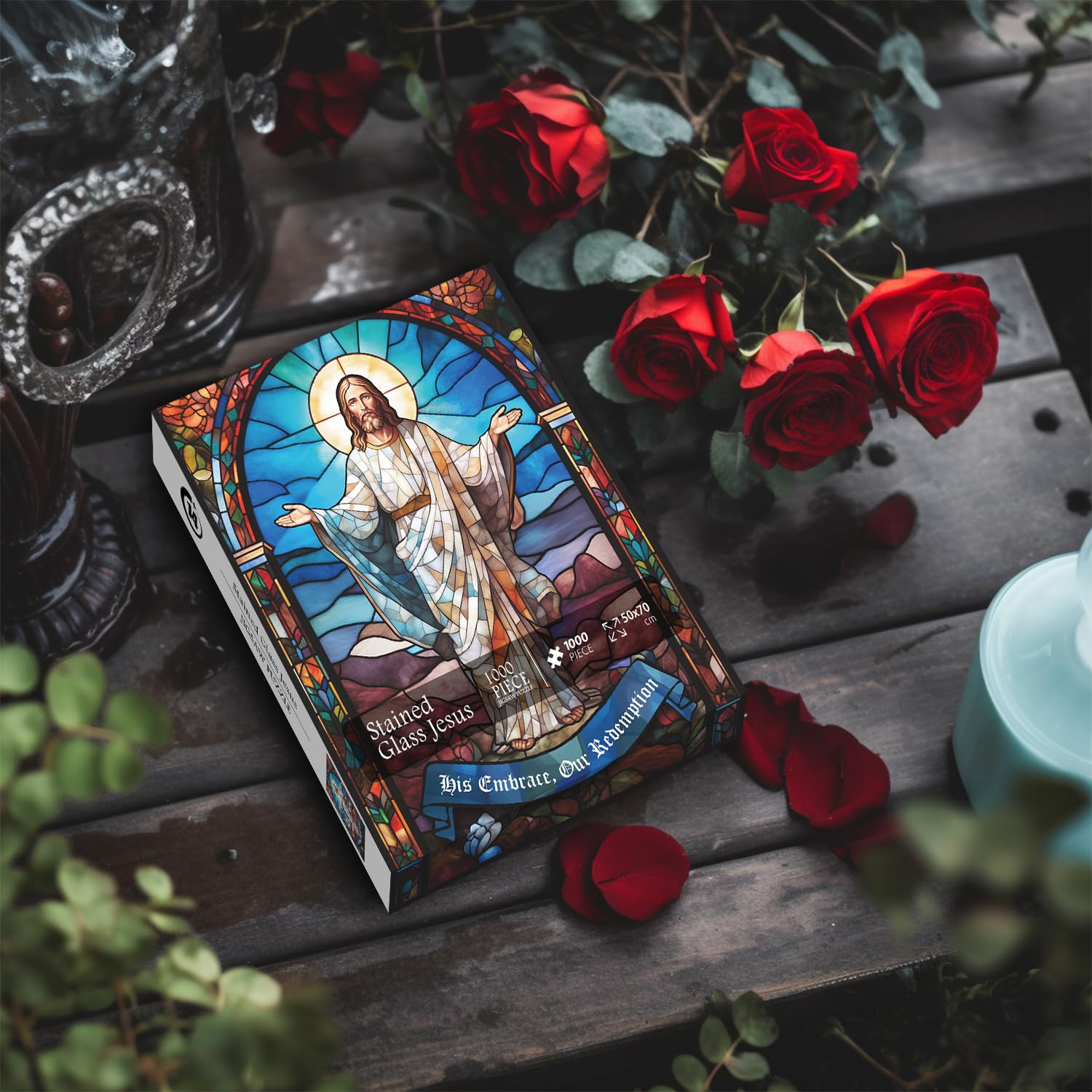 Vetro colorato Gesù Cristo Jigsaw Puzzle 1000 pezzi