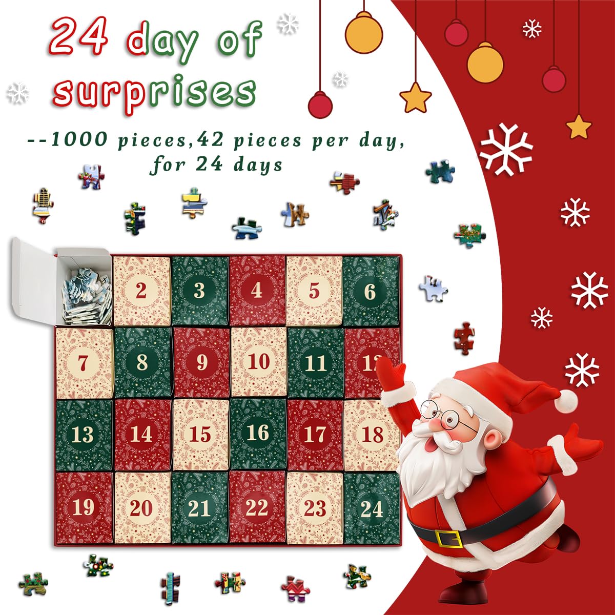 Calendario per l'avvento di Natale Gioioso di Natale PUZLE 1000 pezzi