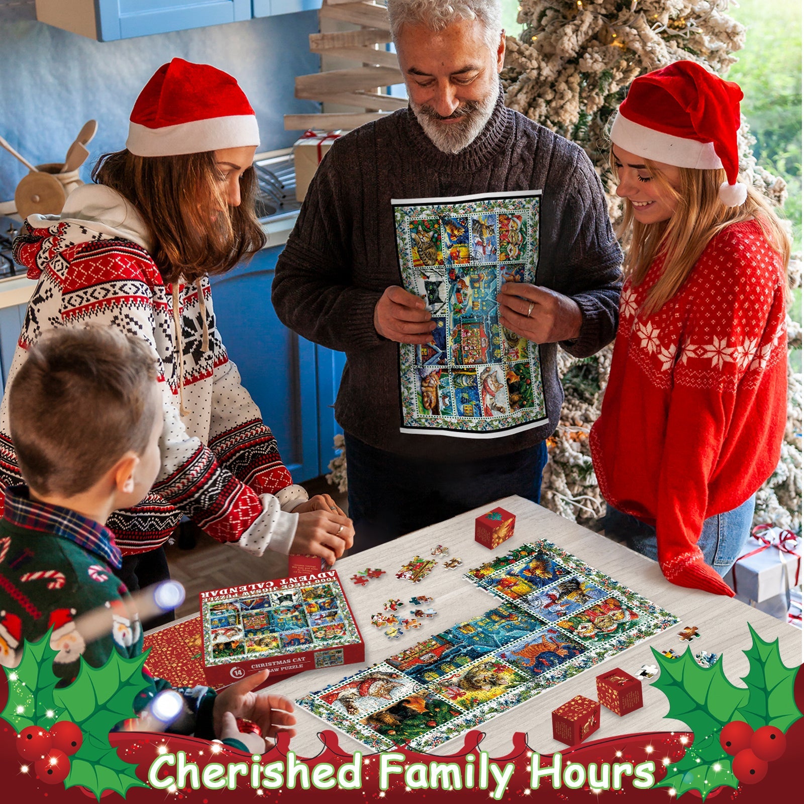 Christmas Cats Avent Calendar Puzzle 1000 pièces