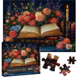 Libros y flores Rompecabezas Puzzle 1000 piezas