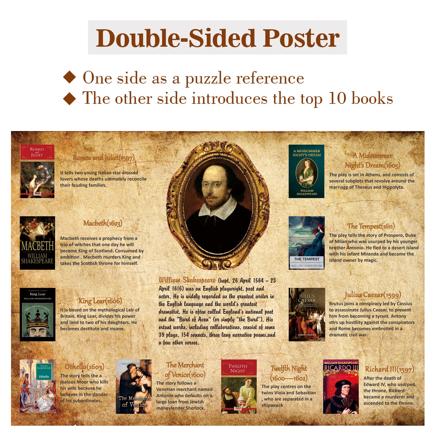 Shakespeare livre puzzle de puzzle 1000 pièces