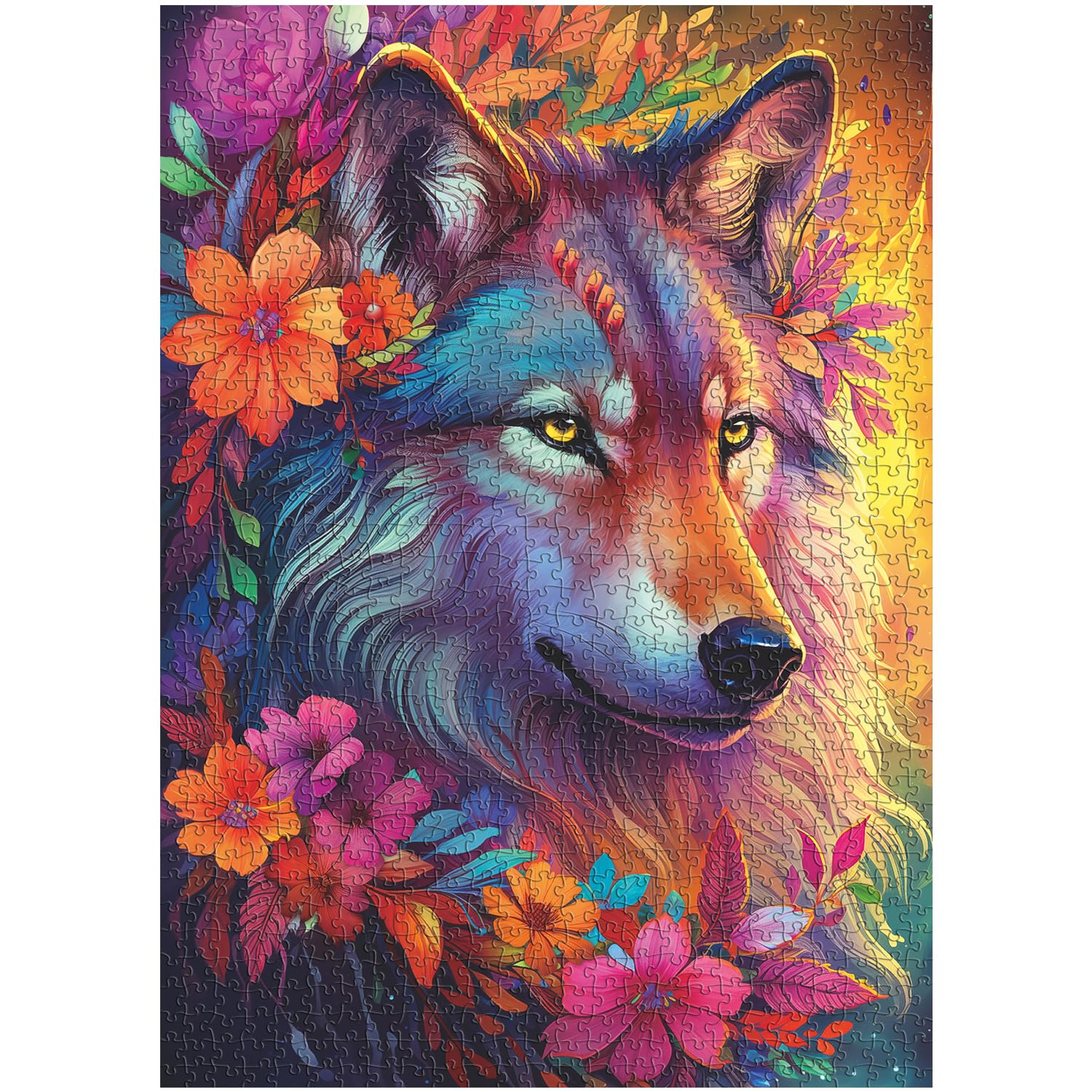 Lupo e fiori puzzle puzzle 1000 pezzi