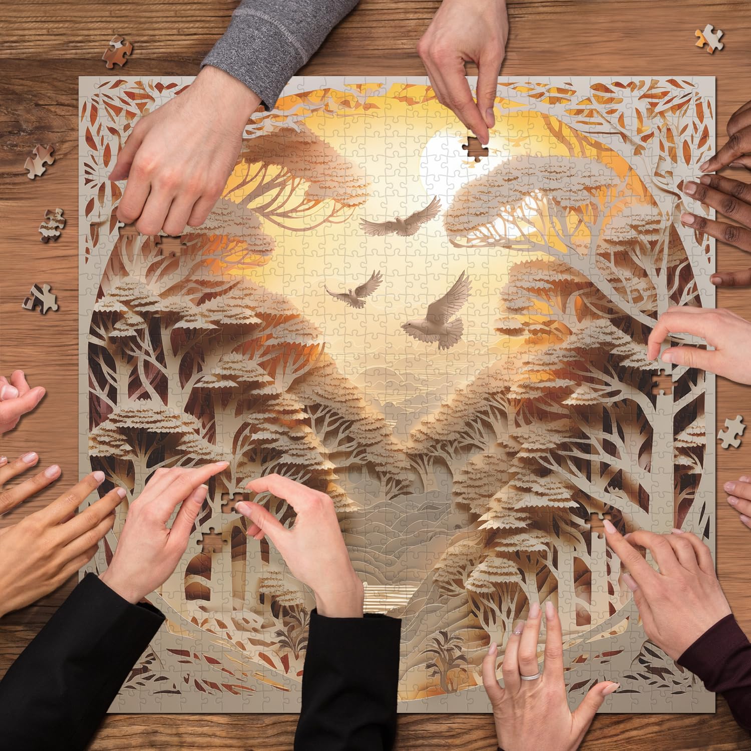 3d Forest Sunset Puzzle Puzzle 1000 pièces