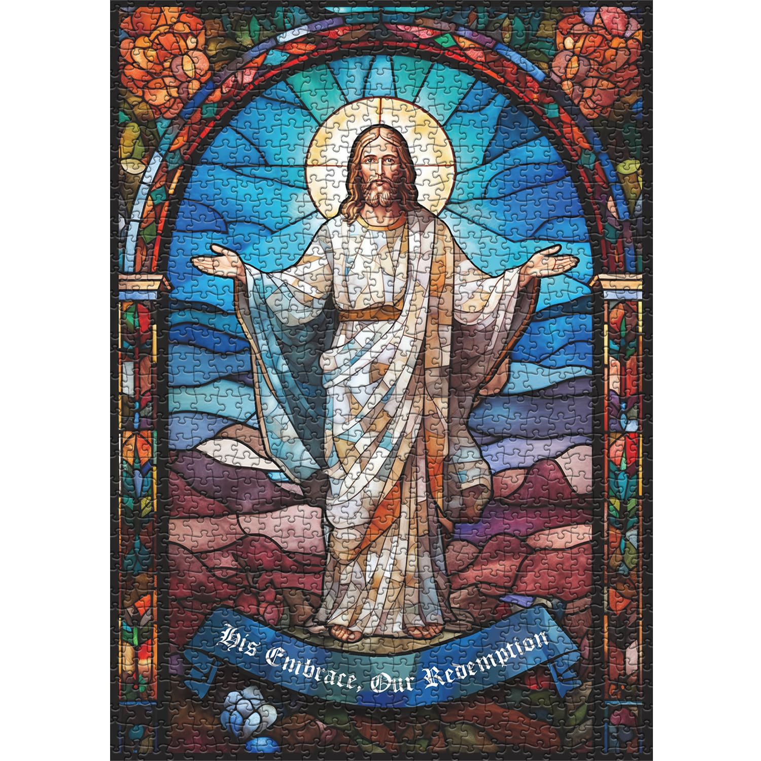 Vetro colorato Gesù Cristo Jigsaw Puzzle 1000 pezzi