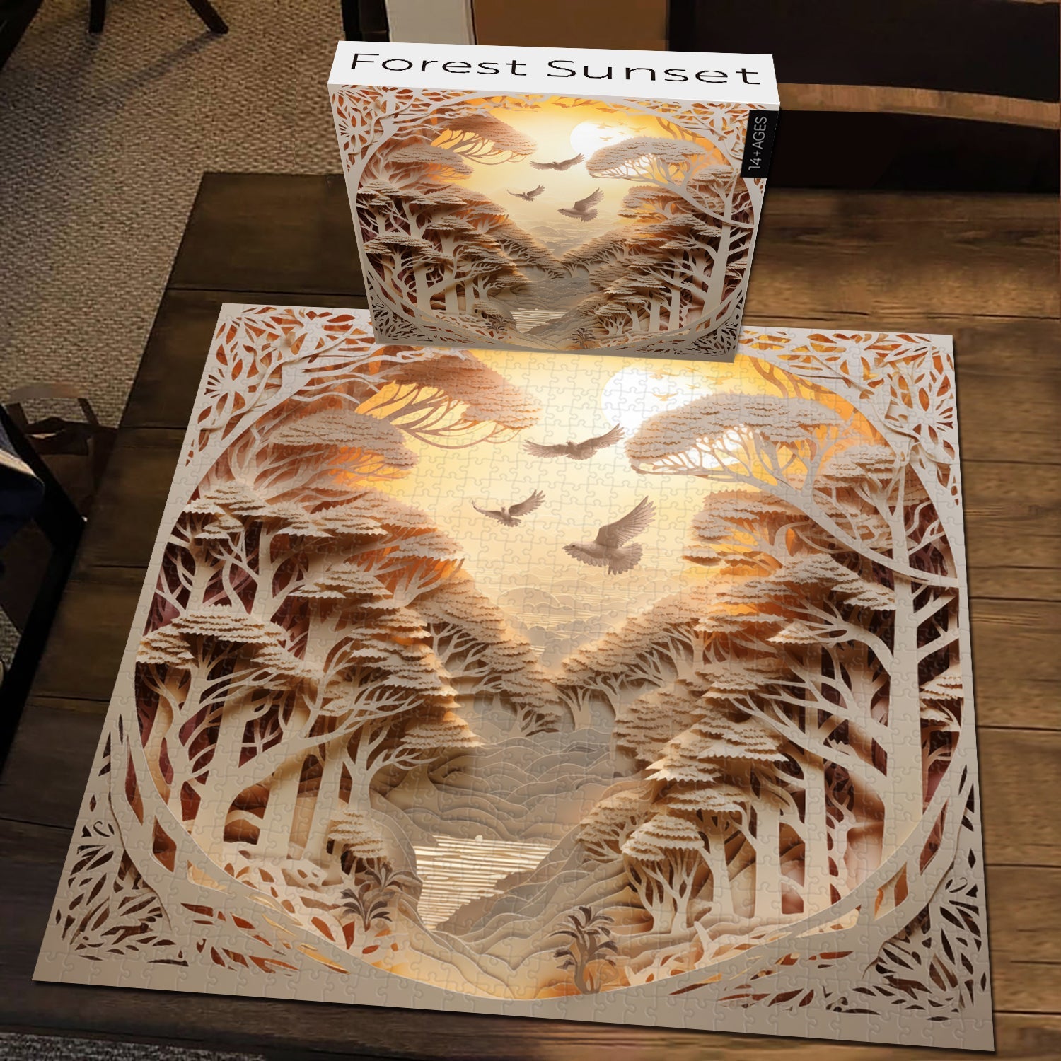 3d Forest Sunset Puzzle Puzzle 1000 pièces
