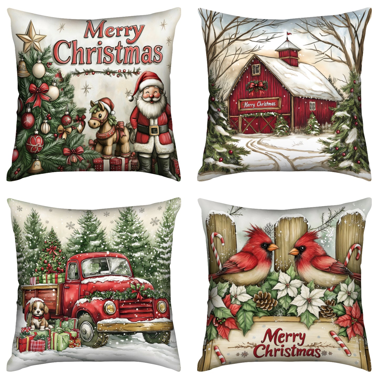 Retro Christmas Throw Pillow Covers