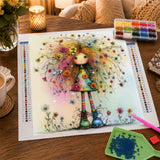 Floral Hair Doll Diamond Painting Kit