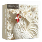 Elegant Floral Rooster Jigsaw Puzzle 1000 Pieces