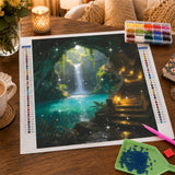 Turquoise Pool Grotto Diamond Painting Kit