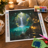 Turquoise Pool Grotto Diamond Painting Kit