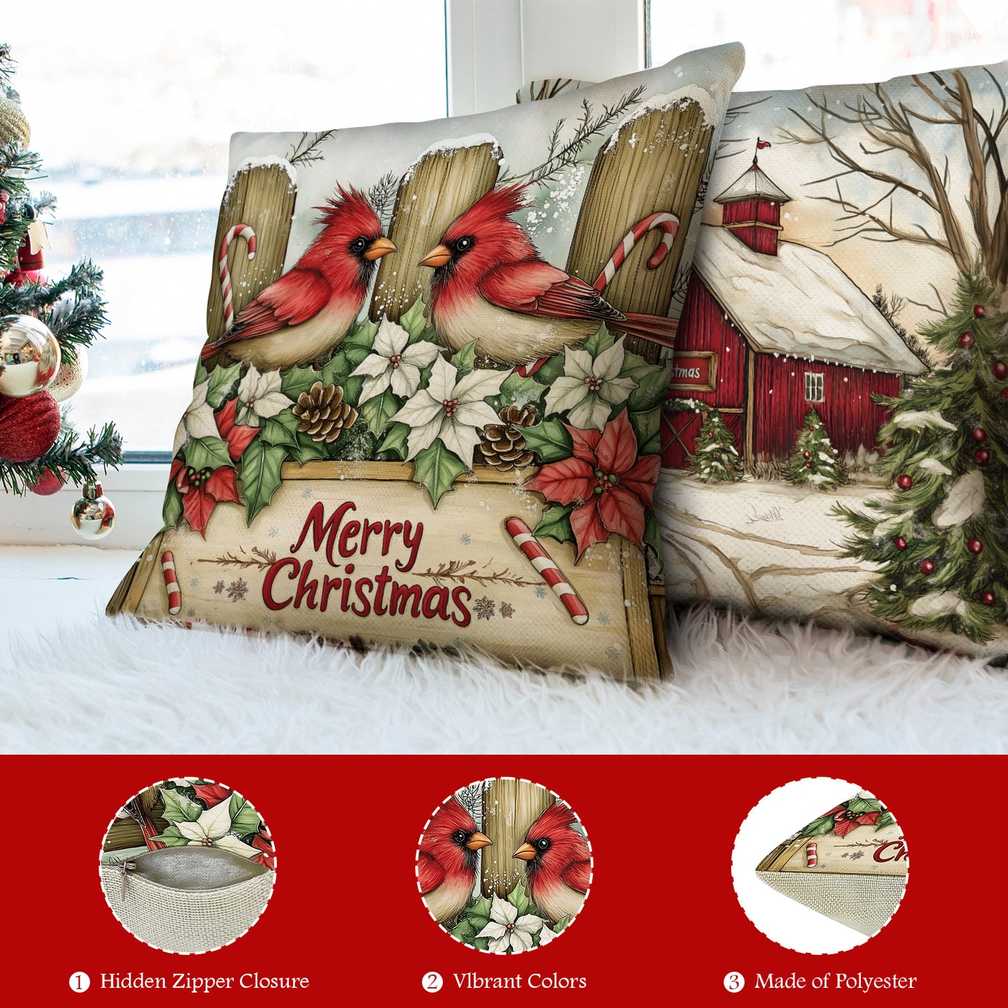 Retro Christmas Throw Pillow Covers