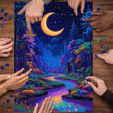 Neon Moonlit Forest Jigsaw Puzzle 1000 Pieces