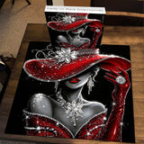 Lady in Red Diamonds Jigsaw Puzzle 1000 Pieces