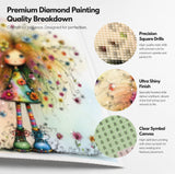 Floral Hair Doll Diamond Painting Kit