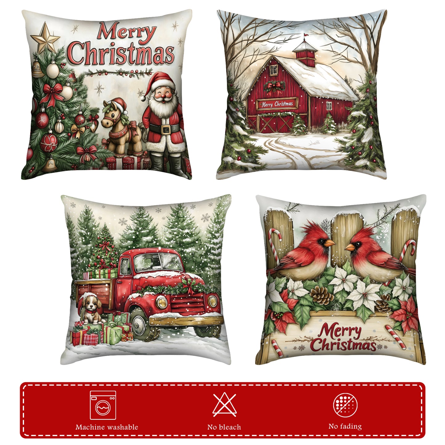 Retro Christmas Throw Pillow Covers