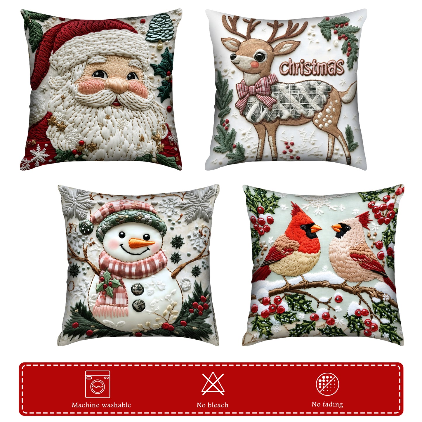 Christmas Embroidery Throw Pillow Covers