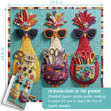 Cool Quilted Hens Jigsaw Puzzle 1000 Pieces