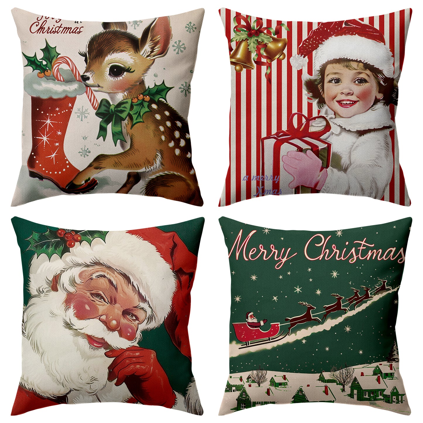 Christmas Girl Throw Pillow Covers