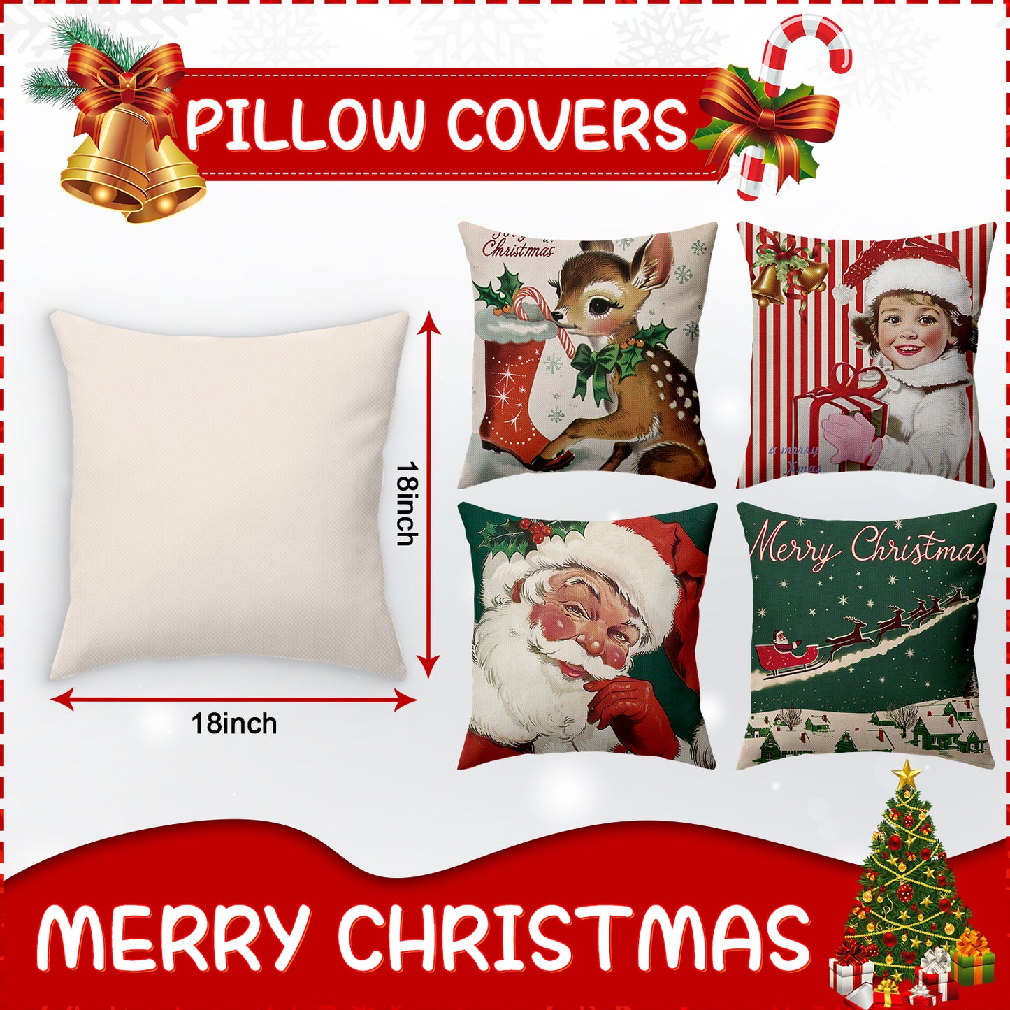 Christmas Girl Throw Pillow Covers