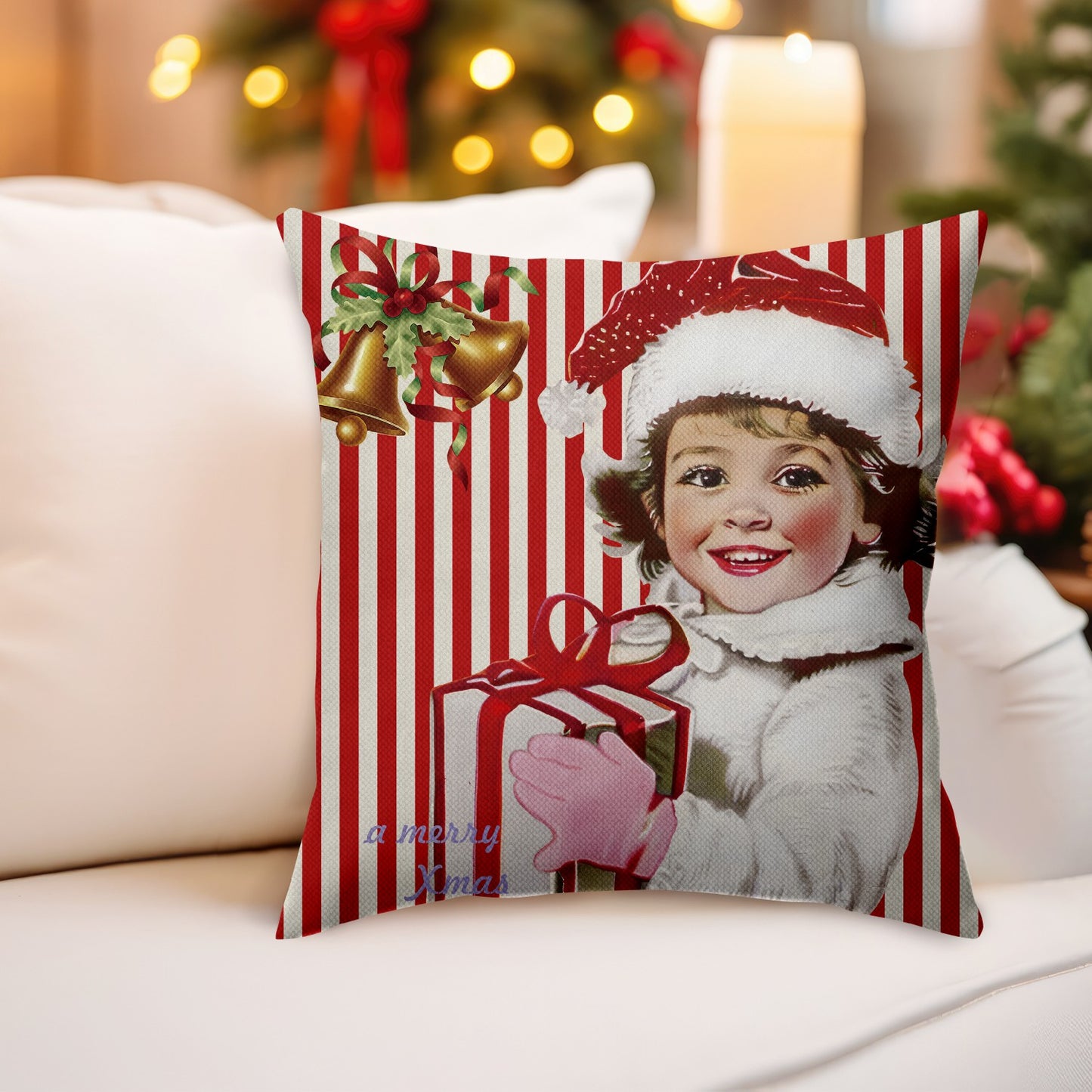 Christmas Girl Throw Pillow Covers