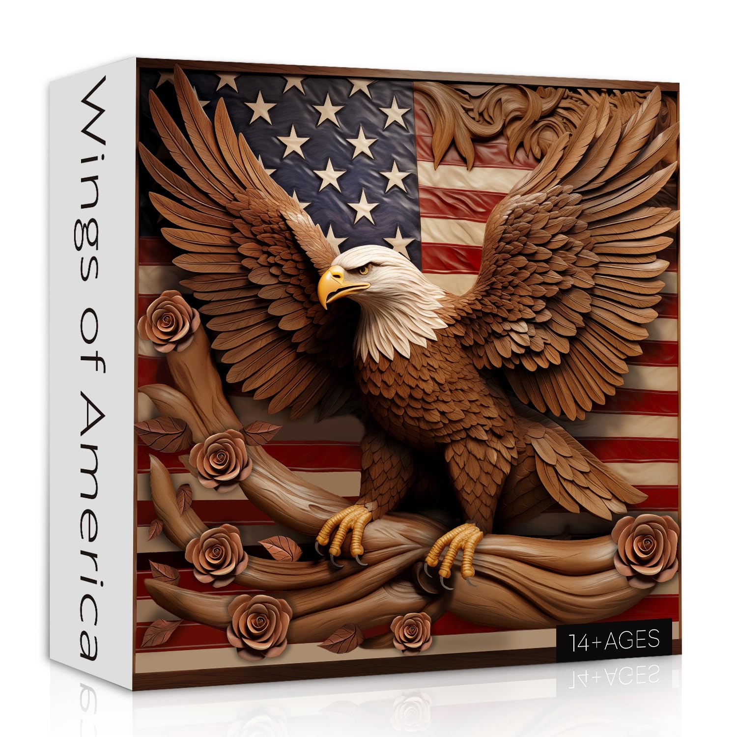 PAYOHTO 1000 Piece Wooden Jigsaw Puzzle - American Eagle & USA Flag, Challenging Adult Puzzle Gift